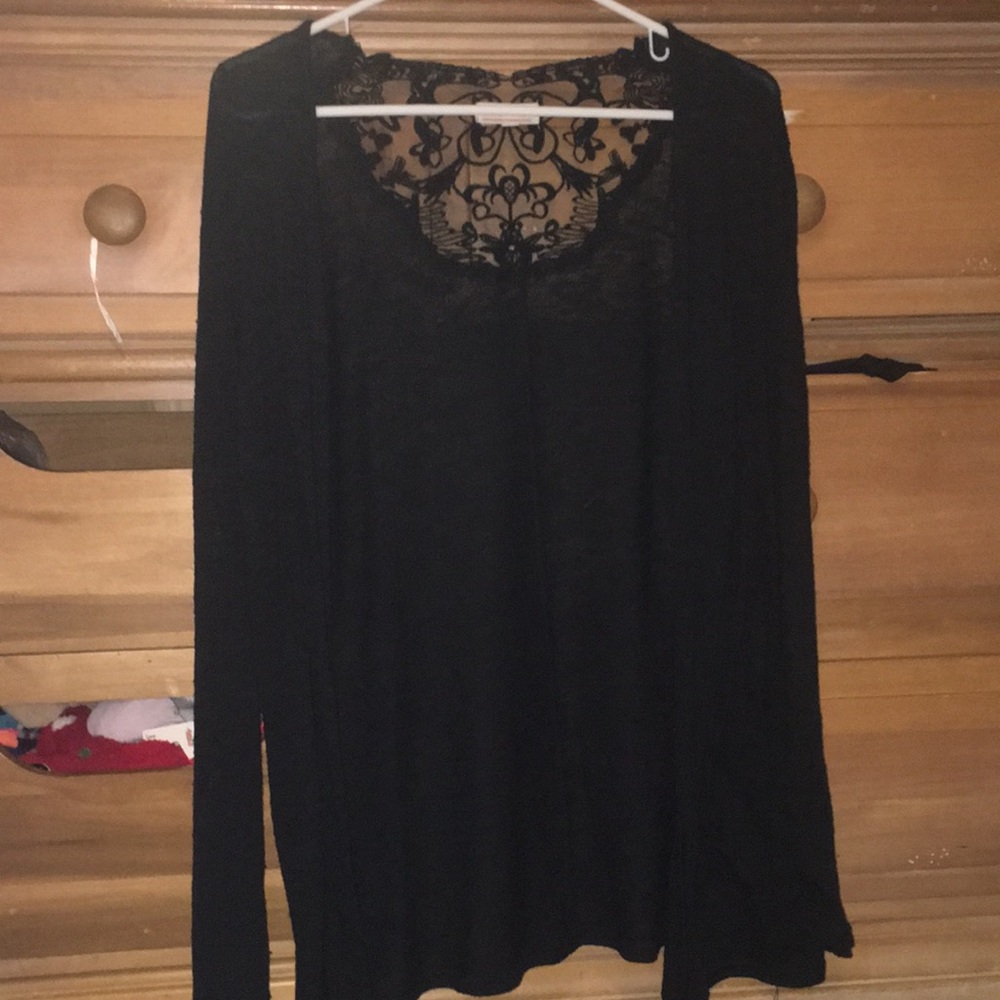 Aeropostale black lacy long cardigan